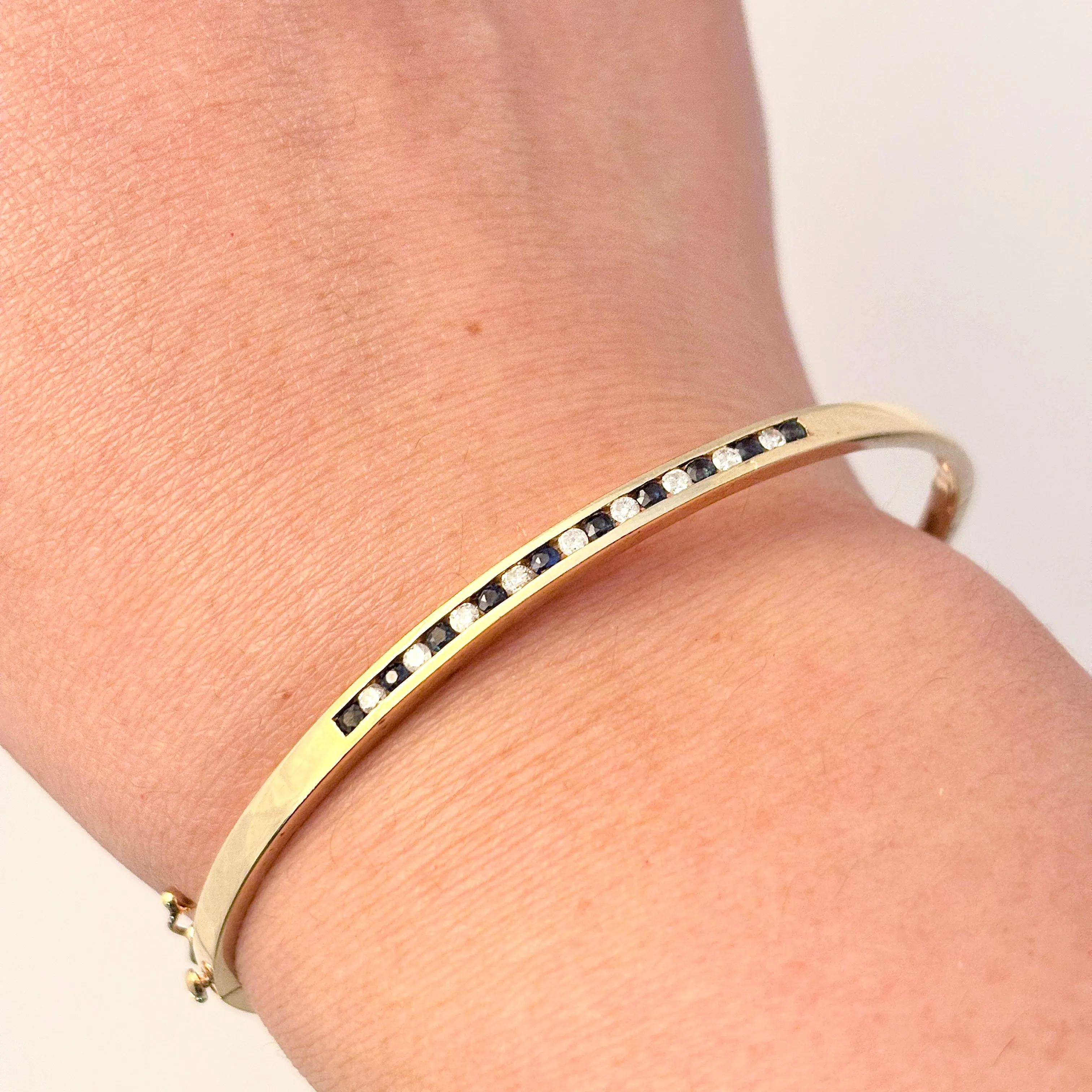 10k Yellow Gold Blue Sapphire & Diamond Bracelet | 0.41ctw, 0.24ctw | 5" |