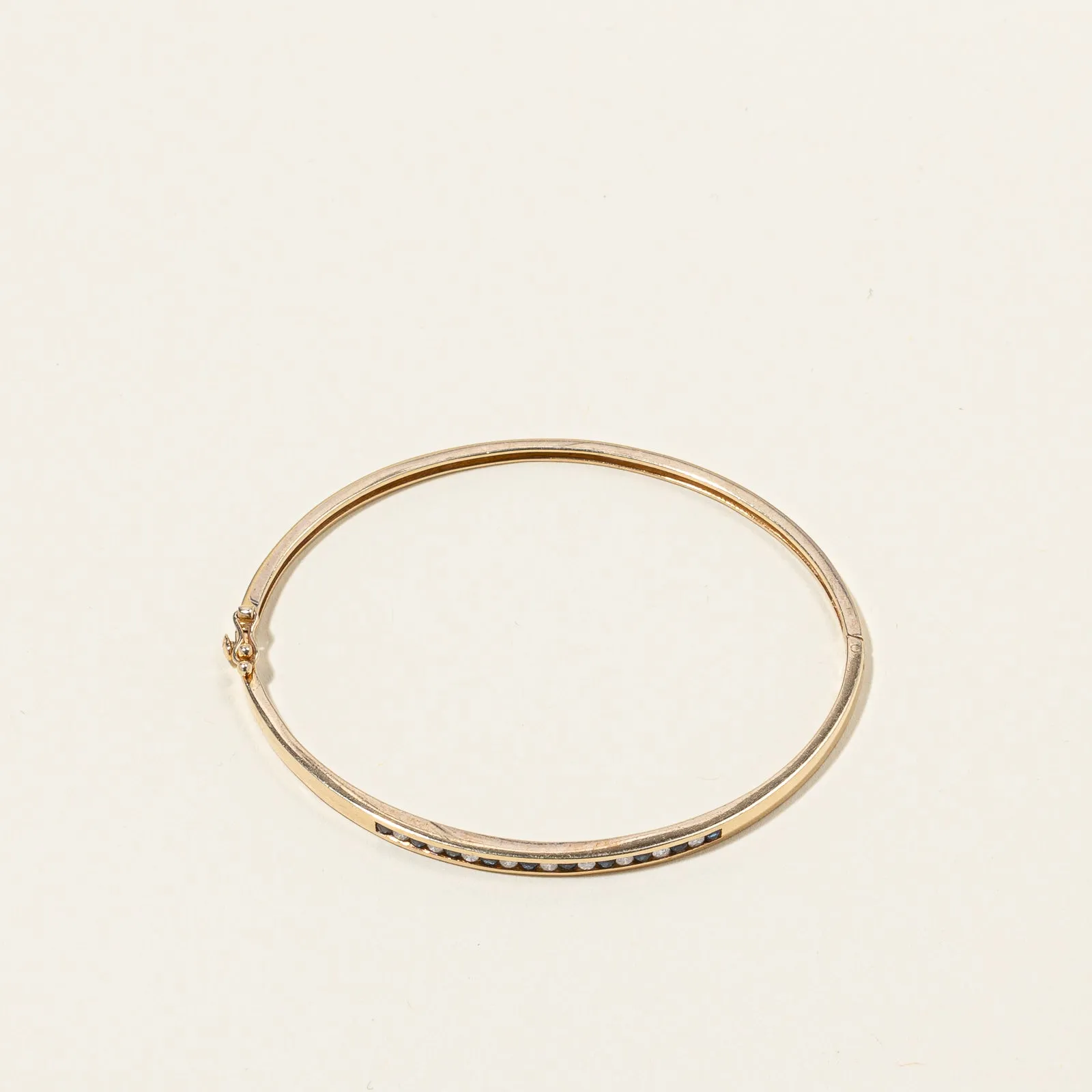 10k Yellow Gold Blue Sapphire & Diamond Bracelet | 0.41ctw, 0.24ctw | 5" |