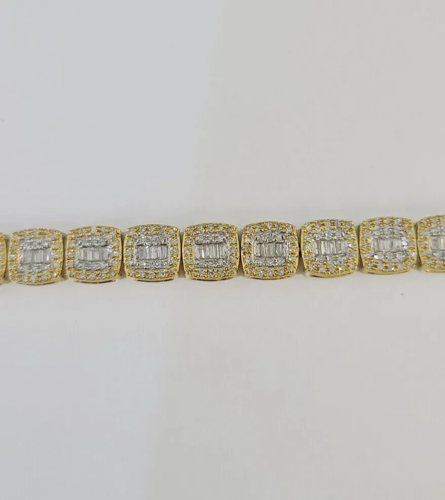 10K Yellow Gold Diamond Bracelet Women Ladies 7" REAL Genuine Gold