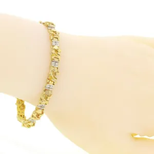 10k Yellow Gold Diamond Nugget Bracelet 7.75" 6mm 15.3 grams