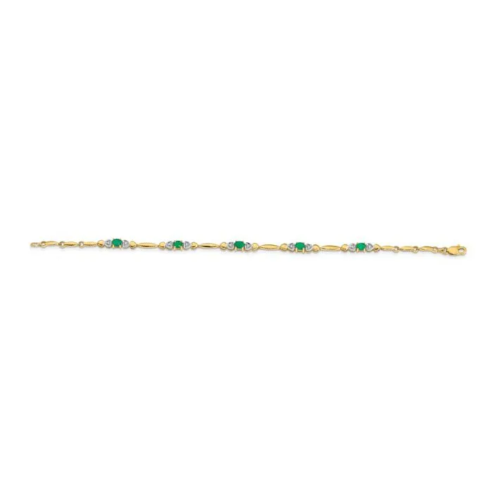 10K Yellow Gold Emerald and Diamond Bracelet