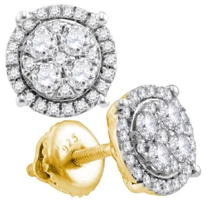 10K Yellow Gold Round Diamond Cindy's Dream Cluster Earrings 1/4 Cttw