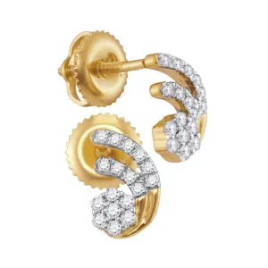 10K Yellow Gold Round Diamond Cluster Earrings 1/5 Cttw