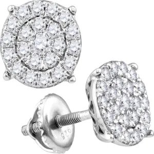 10kt White Gold Womens Round Diamond Cindy's Dream Cluster Earrings 1-1/2 Cttw