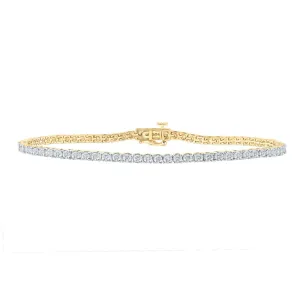10kt Yellow Gold Mens Round Diamond 9-inch Single Row Link Bracelet 1/2 Cttw