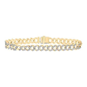 10kt Yellow Gold Mens Round Diamond Curb Link Bracelet 3 Cttw