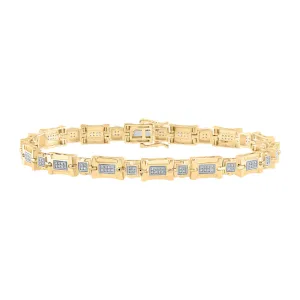 10kt Yellow Gold Mens Round Diamond Link Bracelet 1/2 Cttw