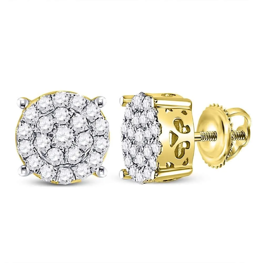 10kt Yellow Gold Womens Round Diamond Cindy's Dream Cluster Earrings 3/4 Cttw