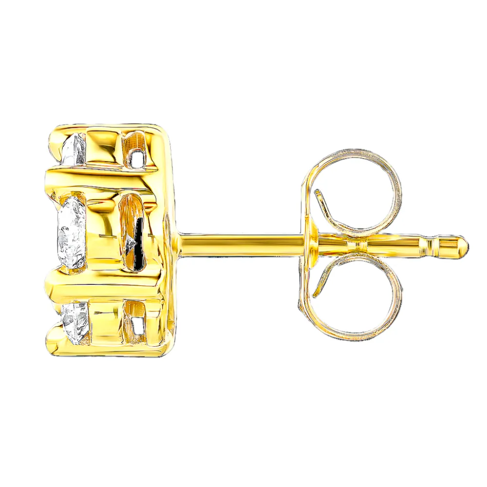 1/10ctw Flower Diamond Cluster Stud Earrings