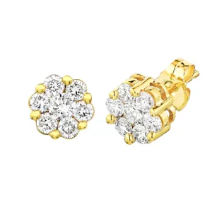 1/10ctw Flower Diamond Cluster Stud Earrings