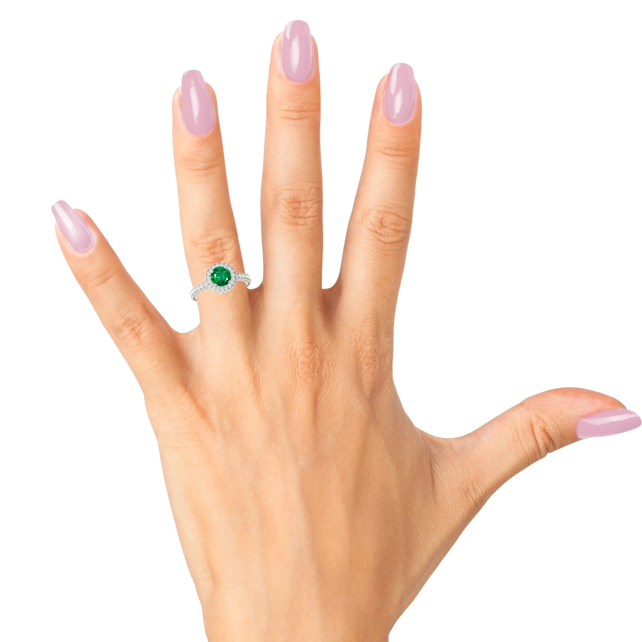 1.15 ct. Genuine Emerald and 0.50 ctw. Diamond Halo Gemstone Ring