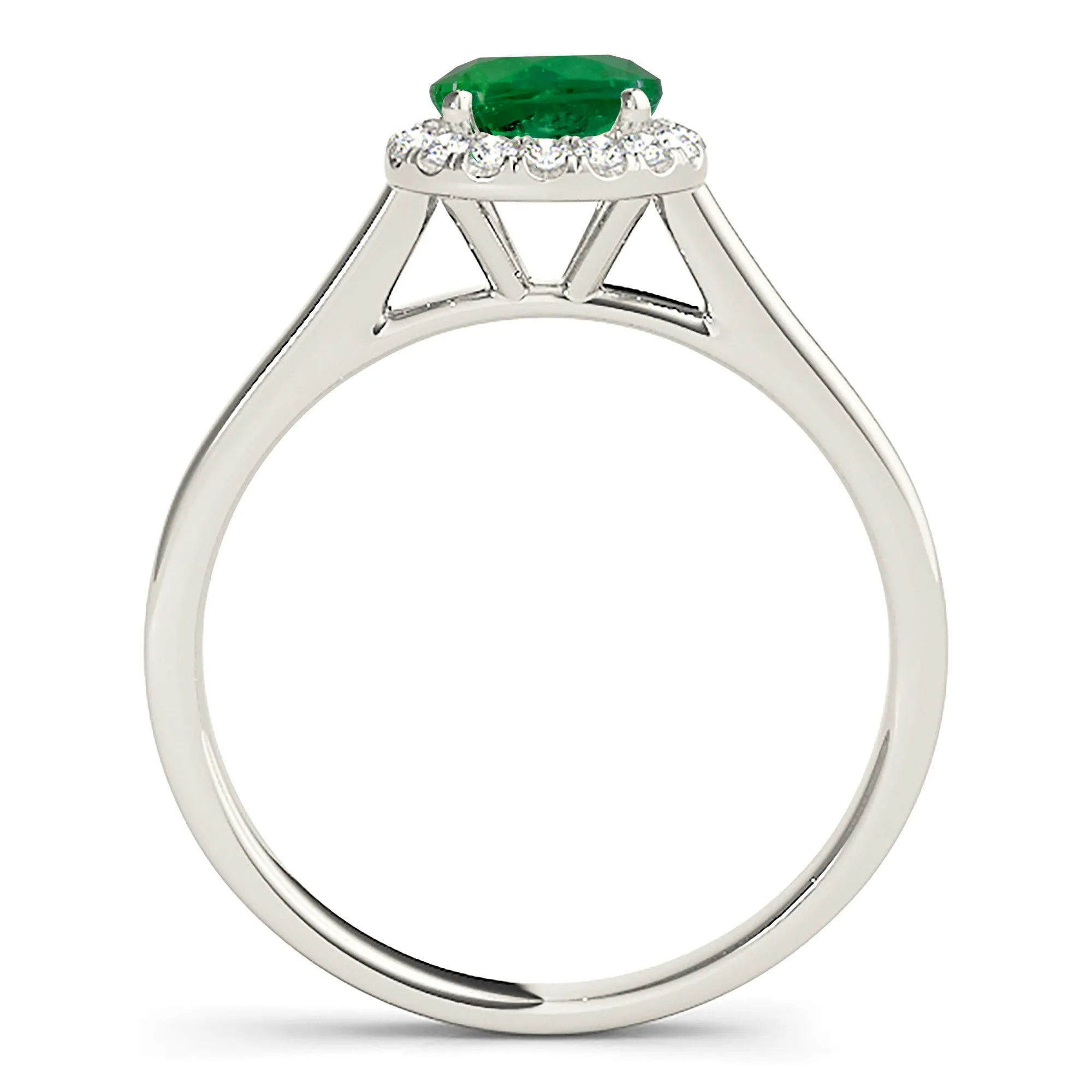 1.15 ct. Genuine Emerald Ring With Halo And Solid Gold Shank