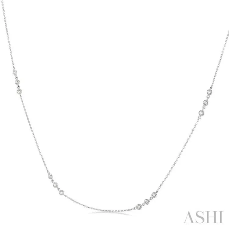 1/2 ctw Round Cut Diamond Station Necklace in 14K White Gold