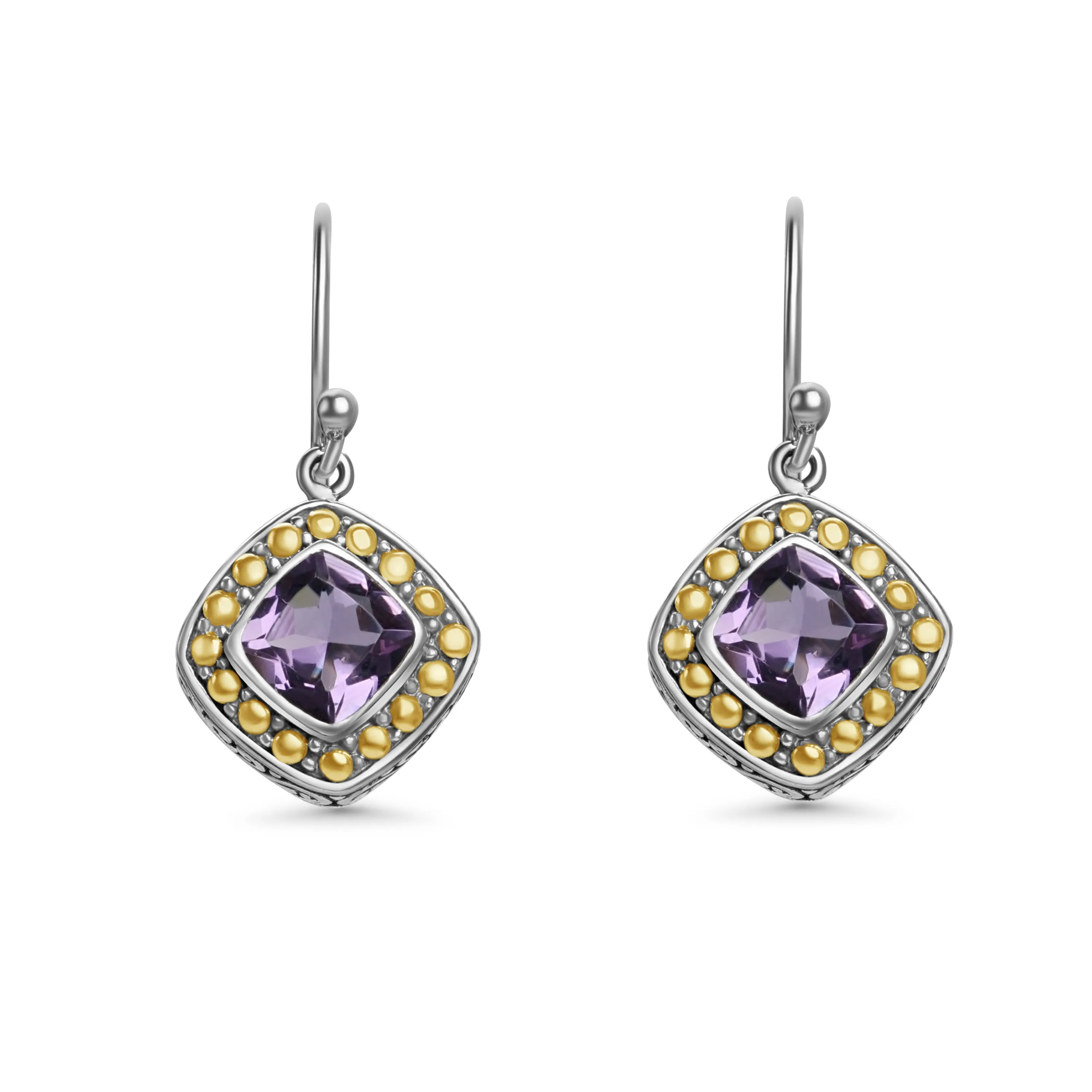 1.20 Cts Amethyst Drop Earring in Two Tone 925 Silver
