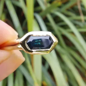 1.2ct Hex cut Australian Sapphire 14ct Yellow Gold Ring
