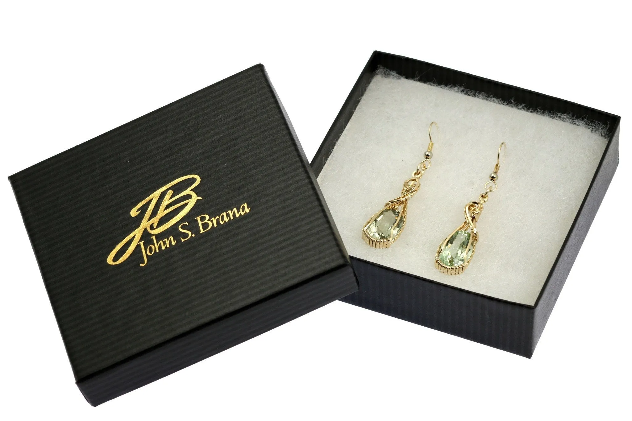 13 CT Brilliant Cut Green Amethyst 14K Gold-filled Earrings