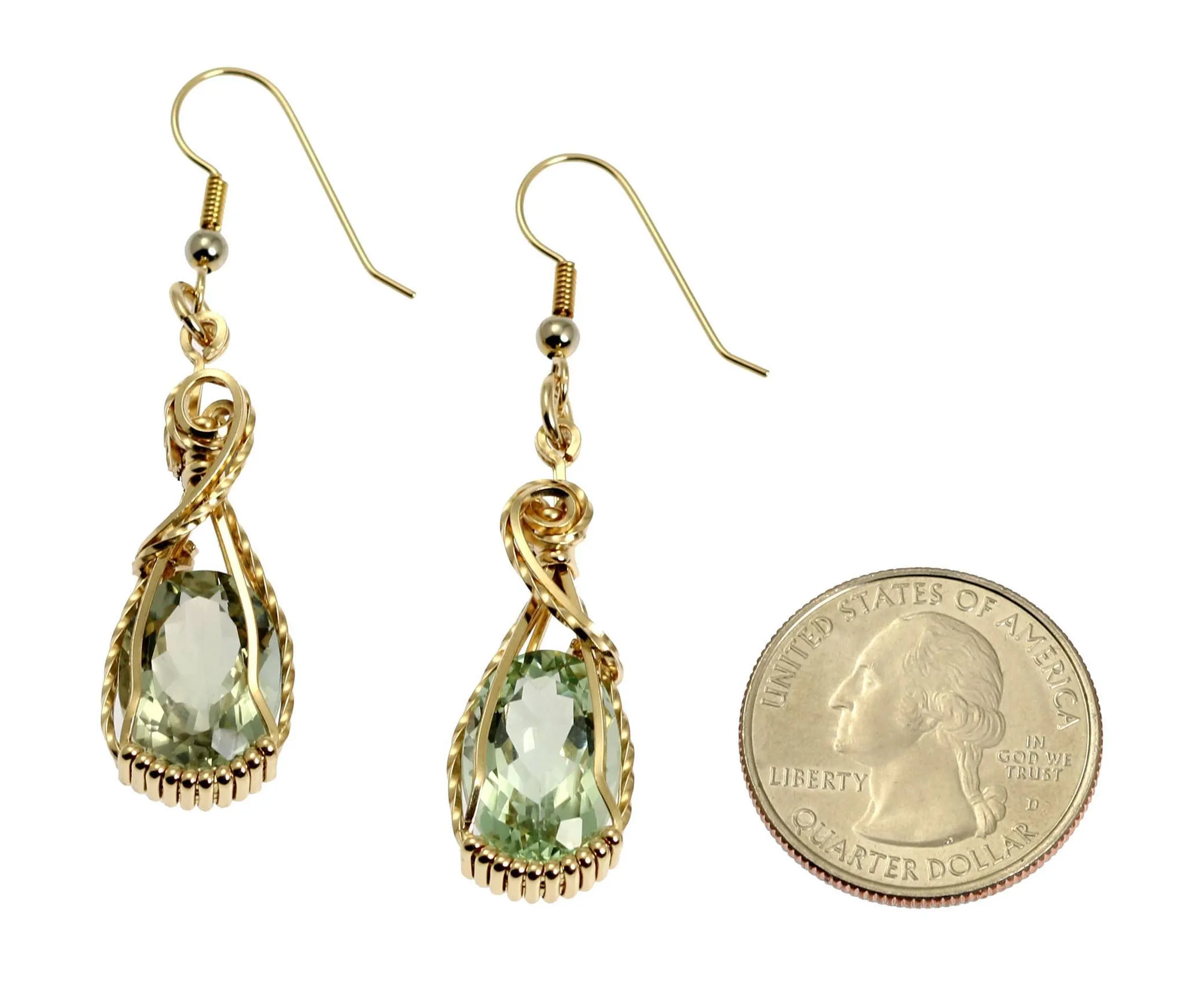13 CT Brilliant Cut Green Amethyst 14K Gold-filled Earrings