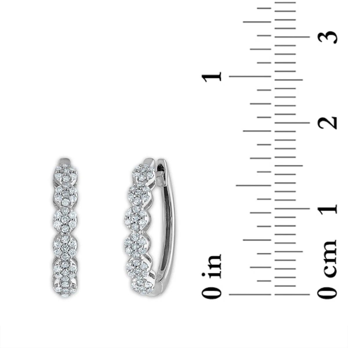 1/3 CTW Natural Diamond Cluster Hoop Earrings in 10KT White Gold
