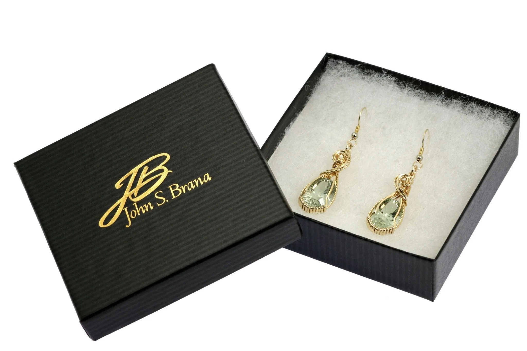 13.5 CT Brilliant Cut Green Amethyst 14K Gold-filled Earrings