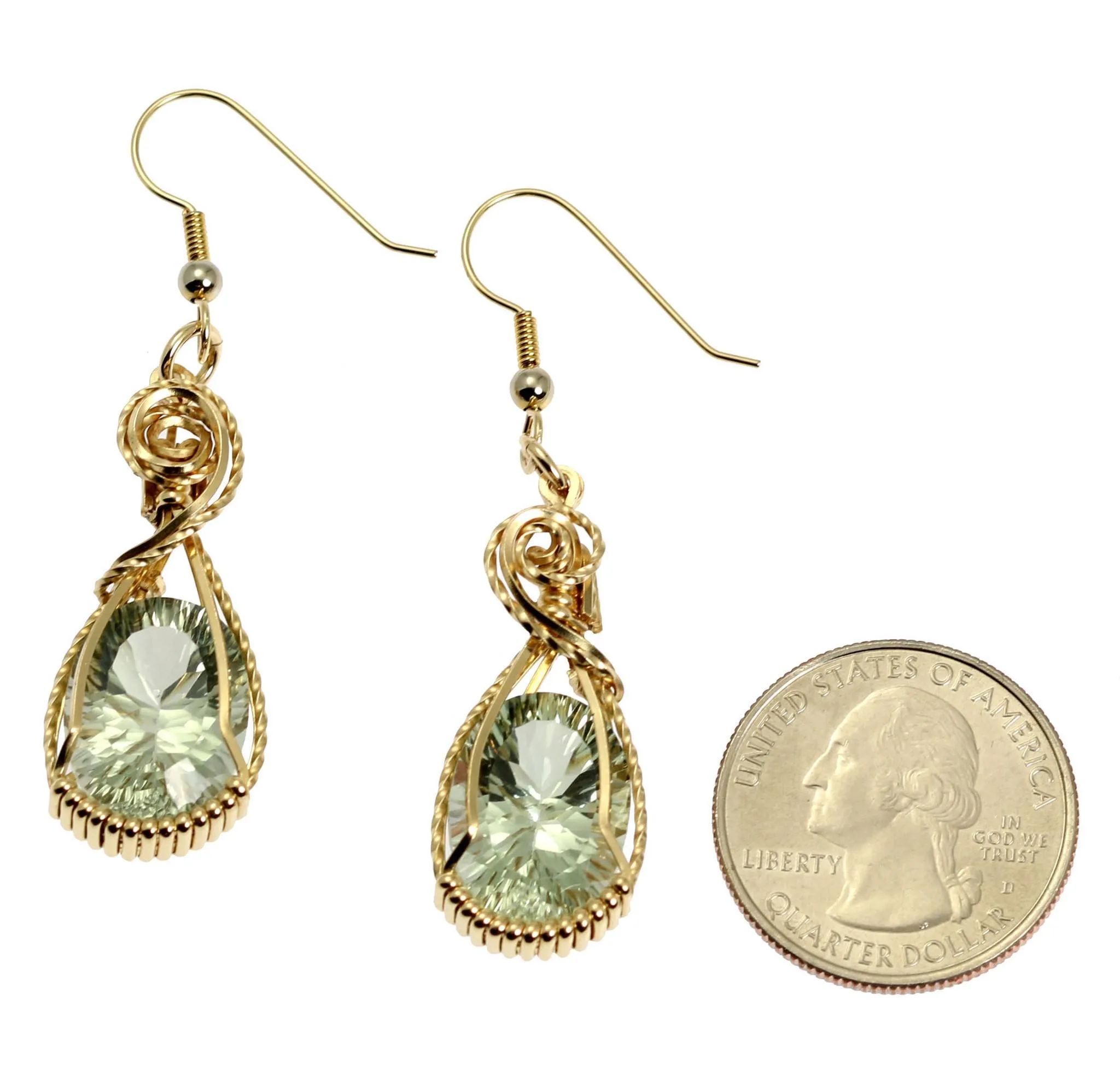 13.5 CT Brilliant Cut Green Amethyst 14K Gold-filled Earrings