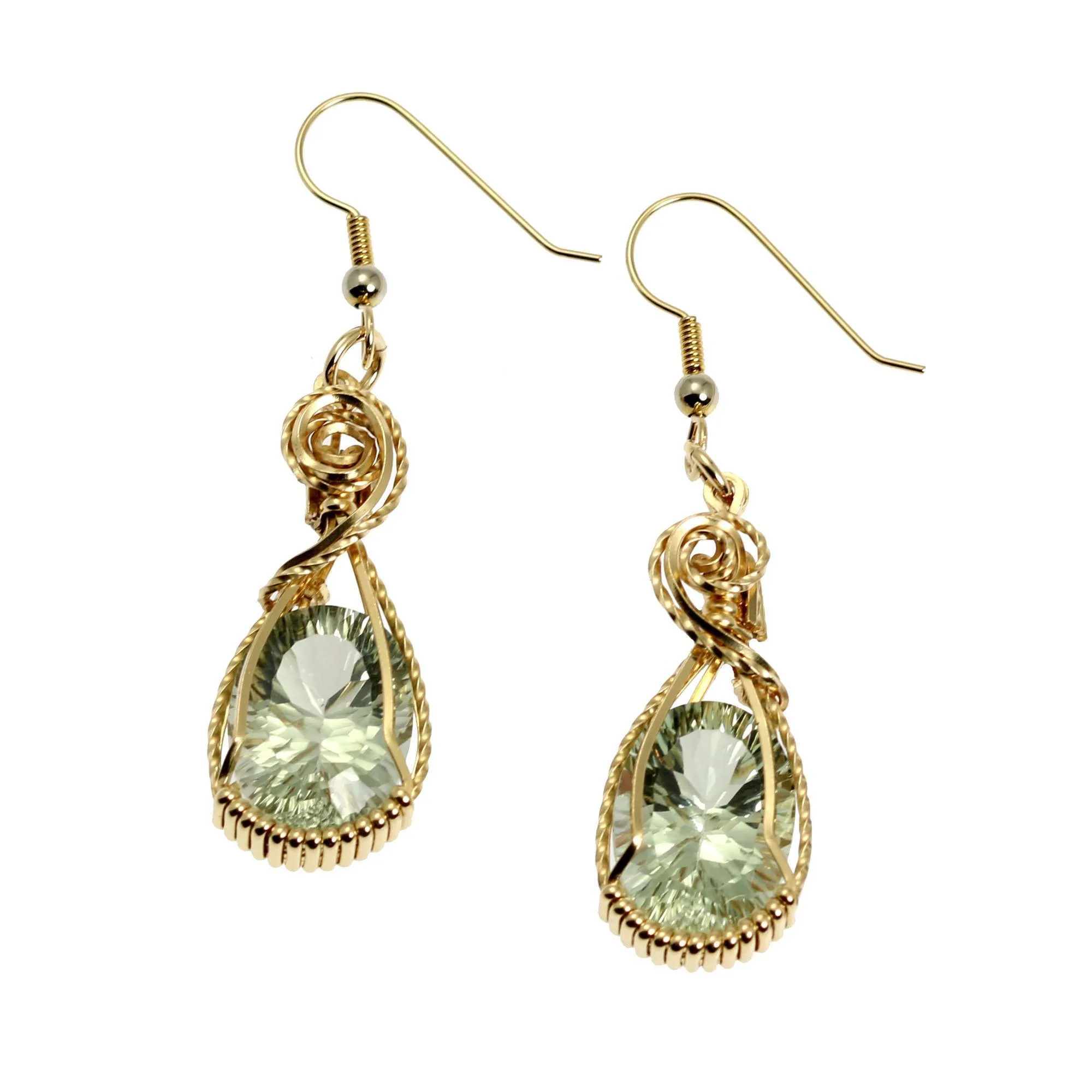 13.5 CT Brilliant Cut Green Amethyst 14K Gold-filled Earrings