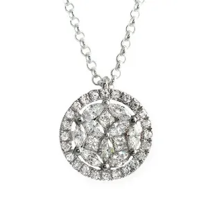 1.38ct Marquise, Princess and Round Cut Diamond Pendant Necklace, 18k White Gold
