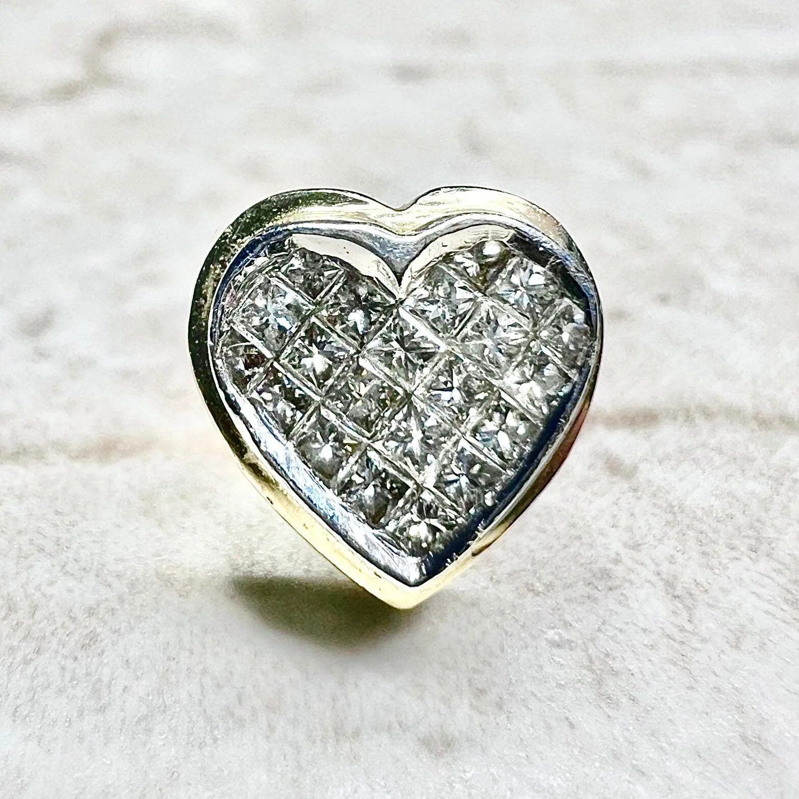 14 Karat Two-Tone Gold 0.65 Carat Diamond Heart Cluster Stud Earrings