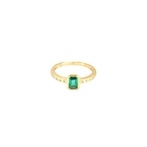 14 Karat Yellow Gold Bezel Set Emerald ring