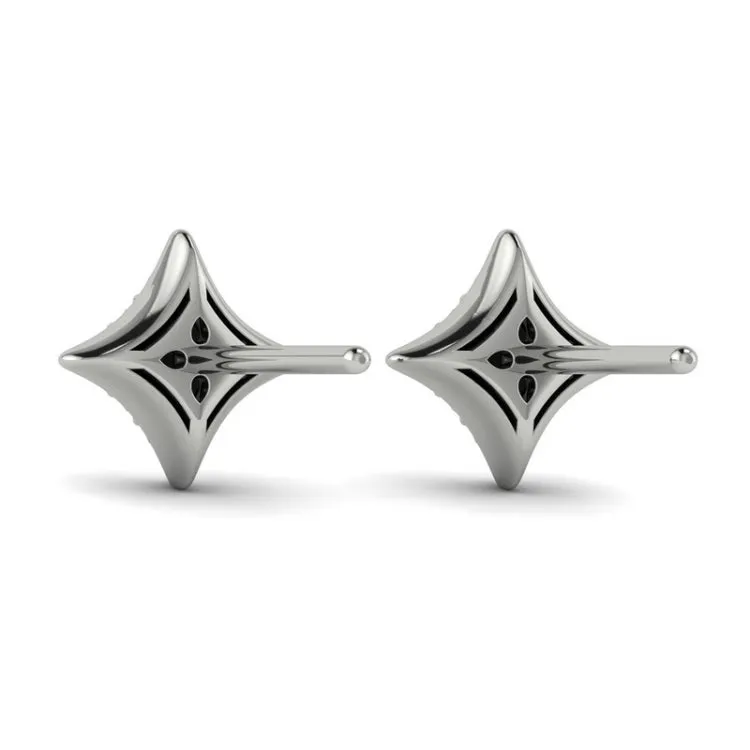 14 KT White Gold Diamond Cluster Star Stud Earrings