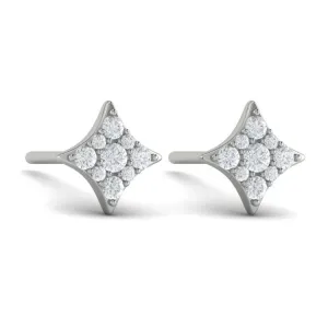 14 KT White Gold Diamond Cluster Star Stud Earrings
