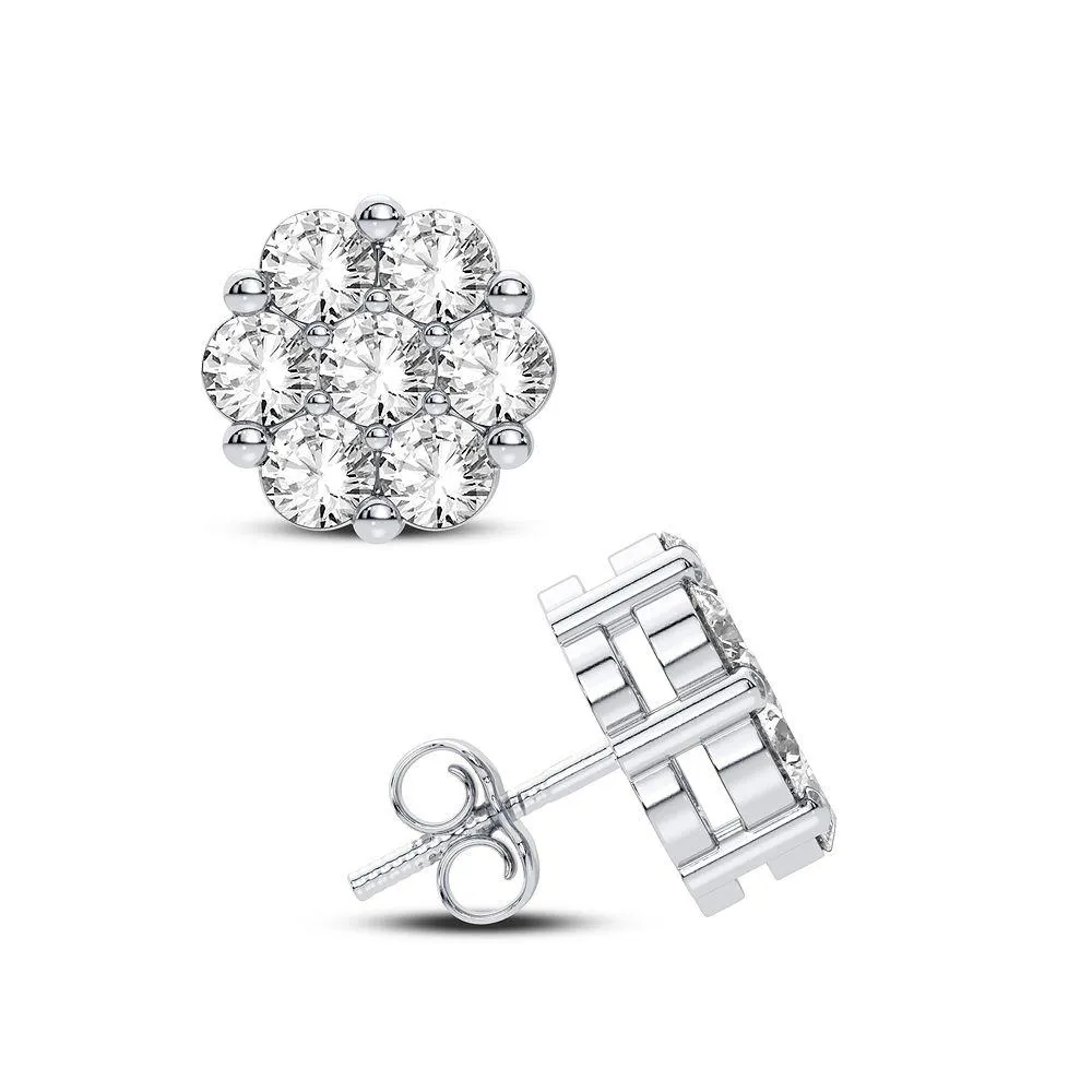14k 1.0ct-Diamond Cluster Earrings