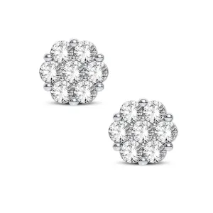 14k 1.0ct-Diamond Cluster Earrings