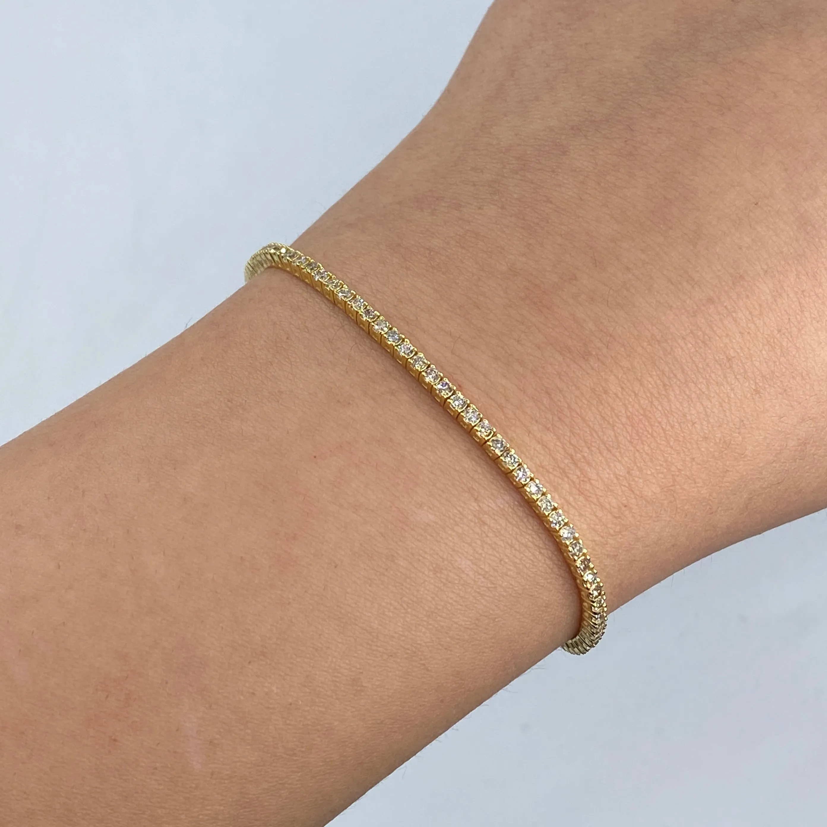 14K 2MM Diamond Tennis Bracelet 6.5-7"