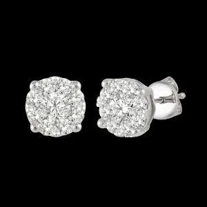 14k .50ct-Diamond Cluster Earrings