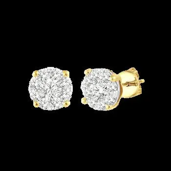 14k .50ct-Diamond Cluster Earrings