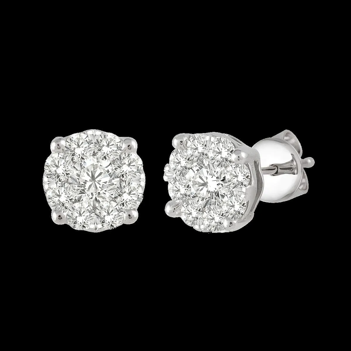 14k .50ct-Diamond Cluster Earrings