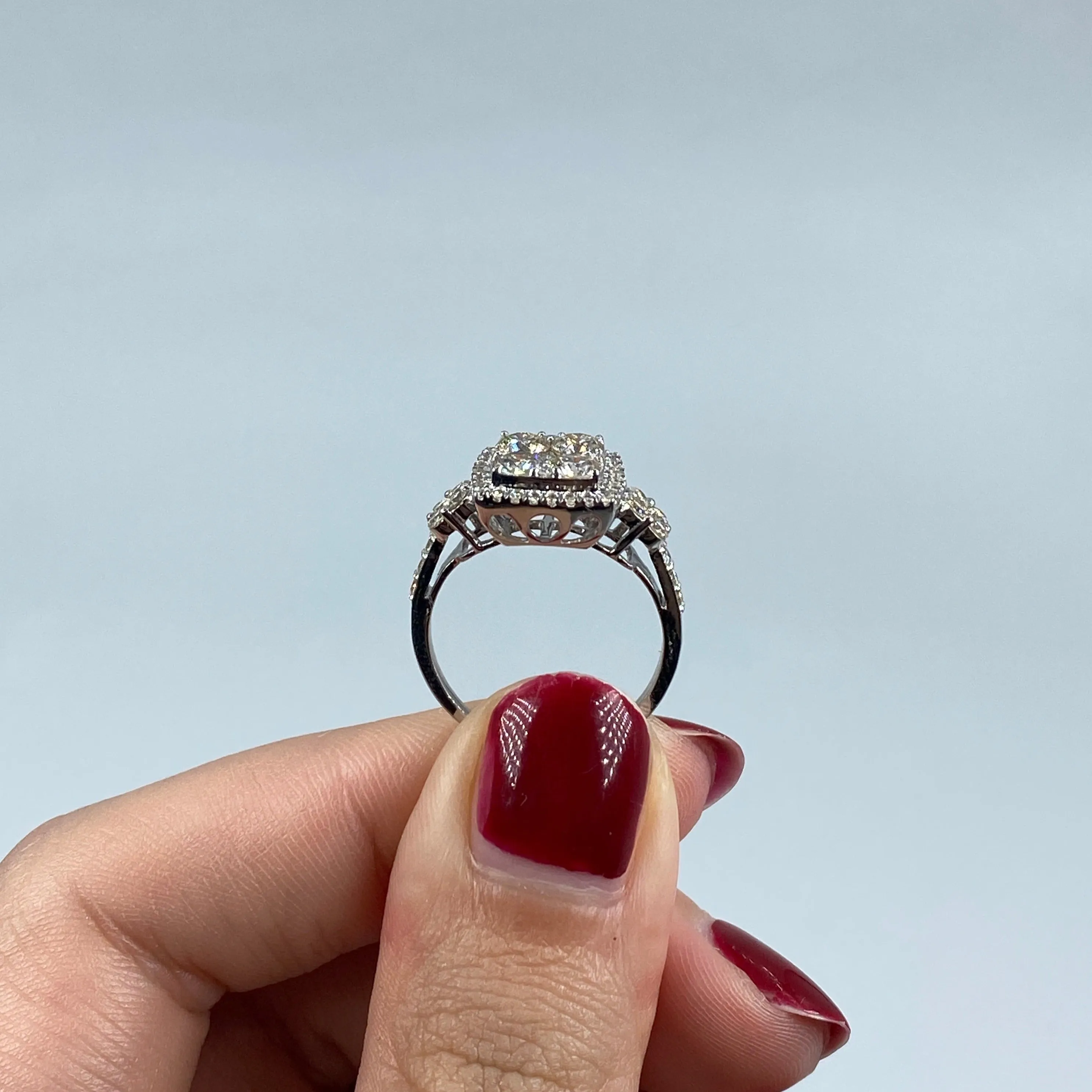 14K Admire Jumbo Halo Square Diamond Engagement Ring