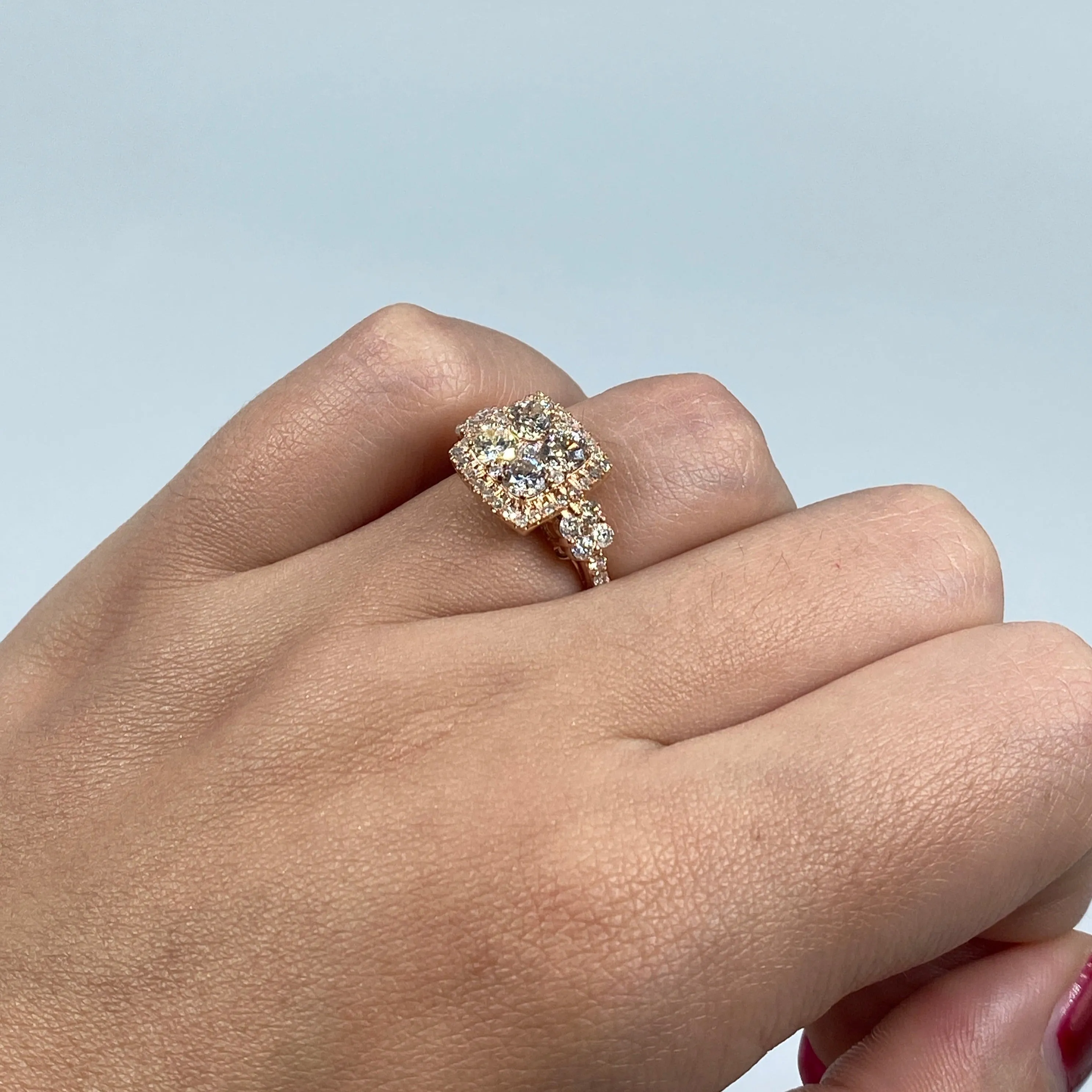 14K Admire Jumbo Halo Square Diamond Engagement Ring