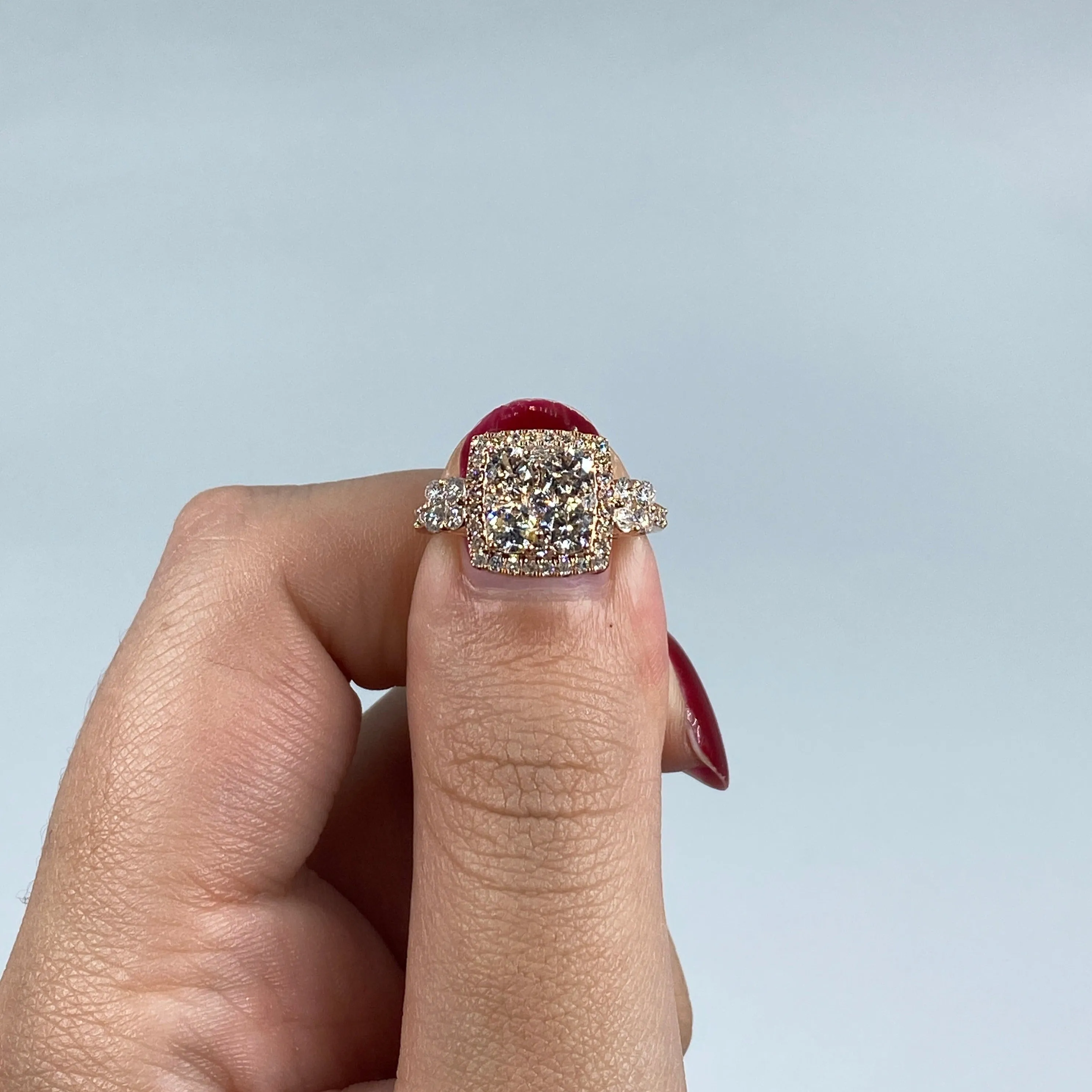14K Admire Jumbo Halo Square Diamond Engagement Ring
