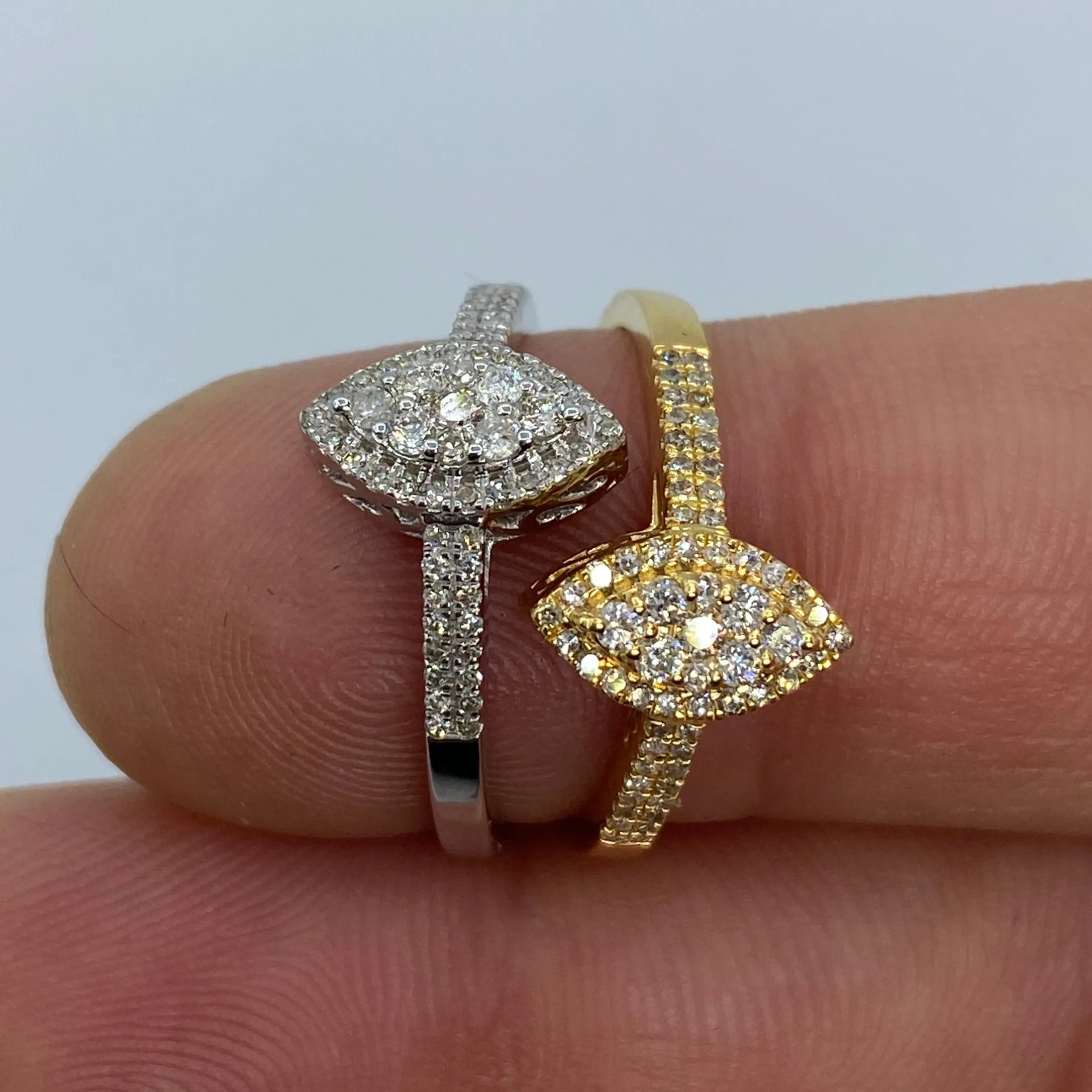 14K Almond Diamond Engagement Ring
