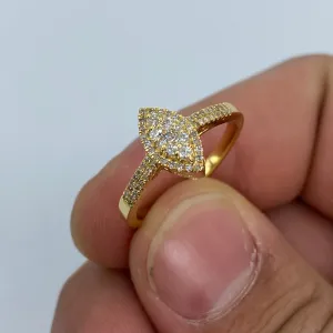 14K Almond Diamond Engagement Ring