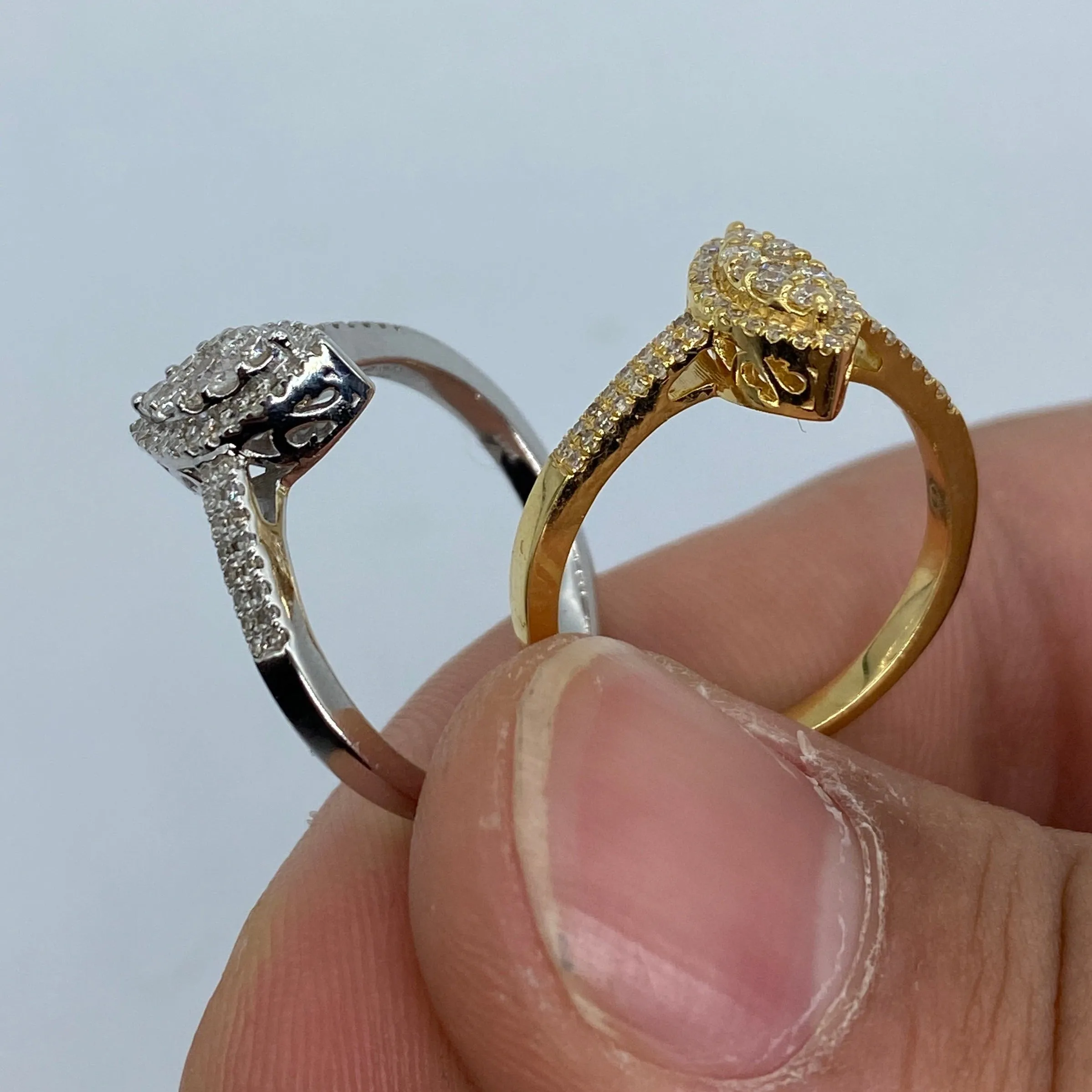 14K Almond Diamond Engagement Ring
