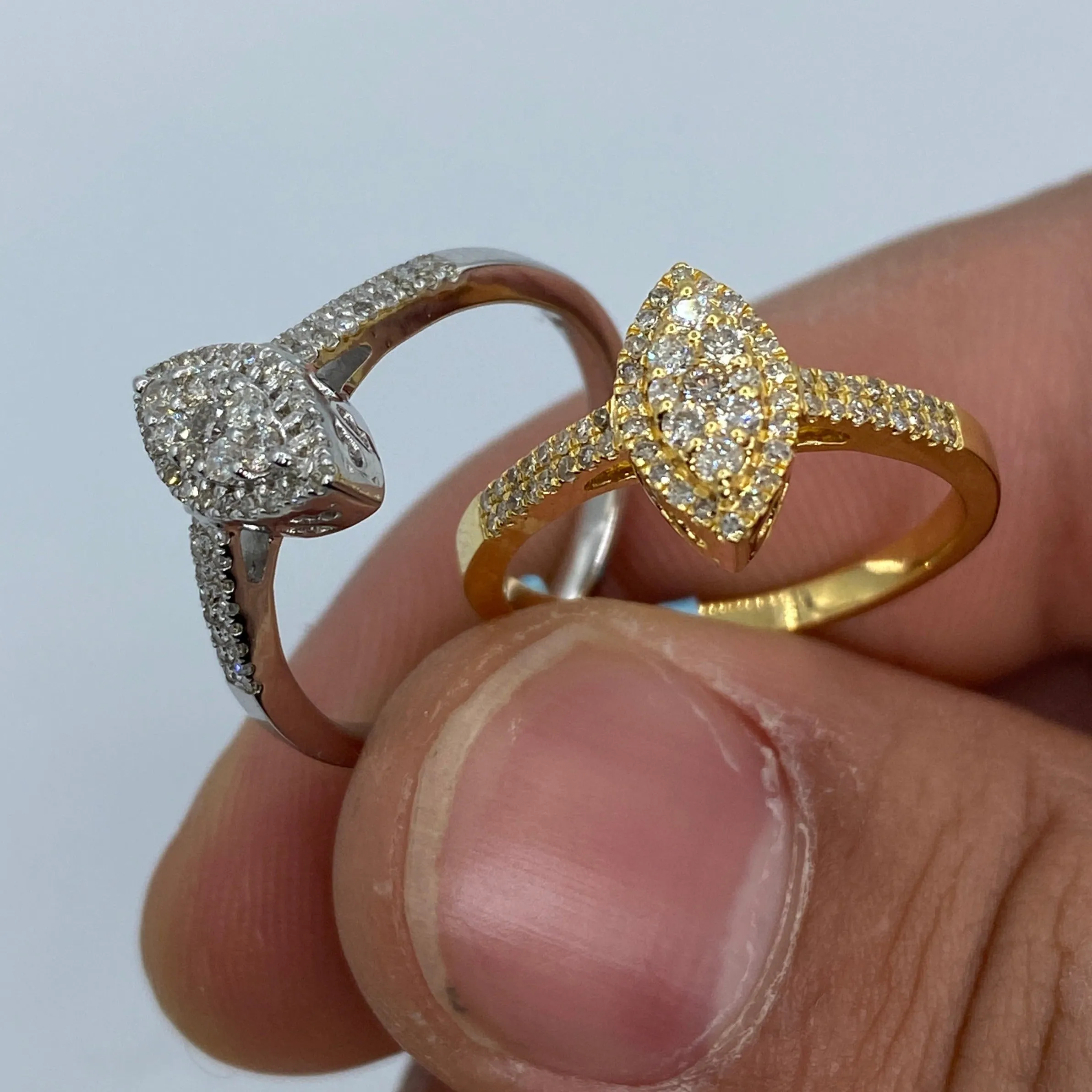 14K Almond Diamond Engagement Ring