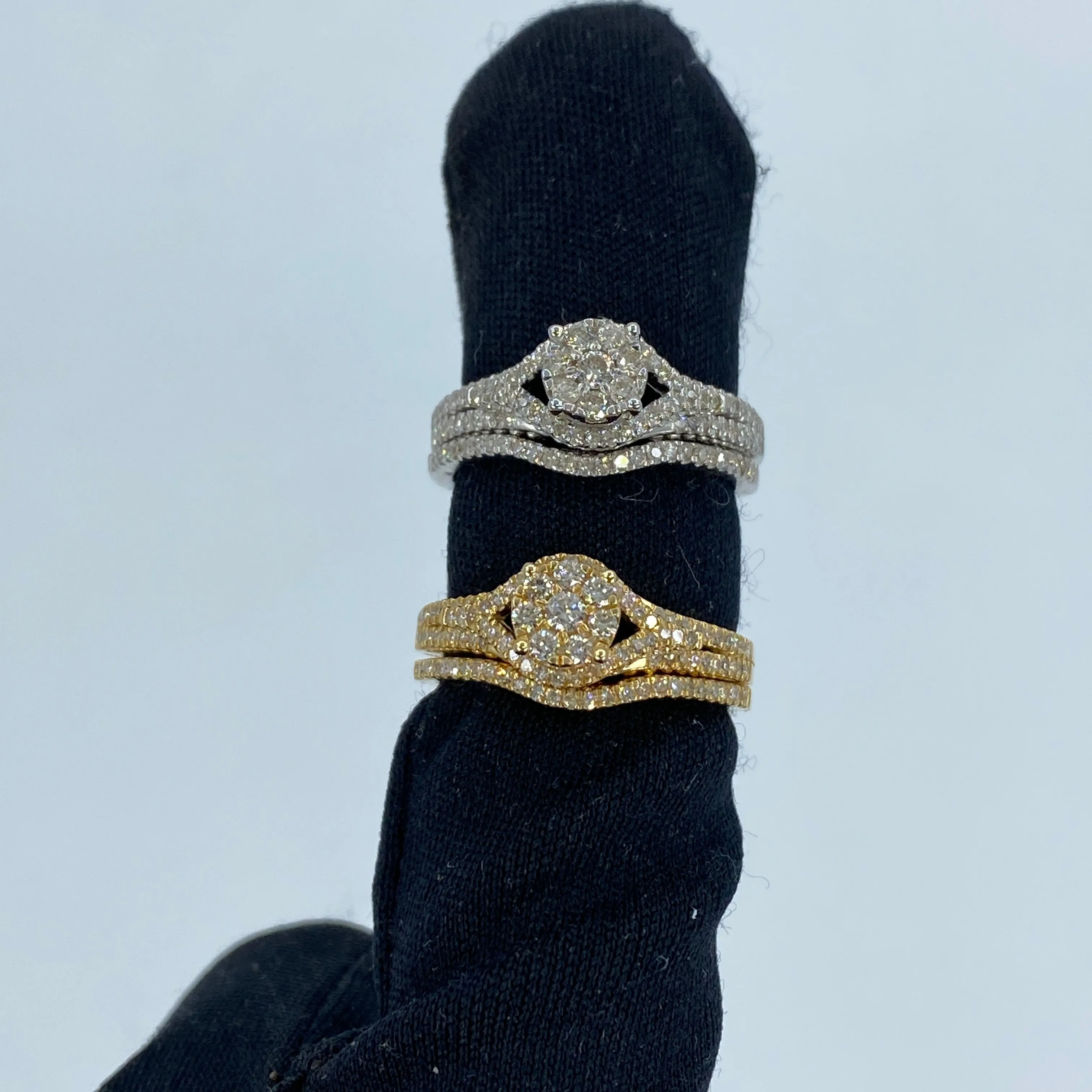 14K Circle Engagement Ring with Thin Stack Band