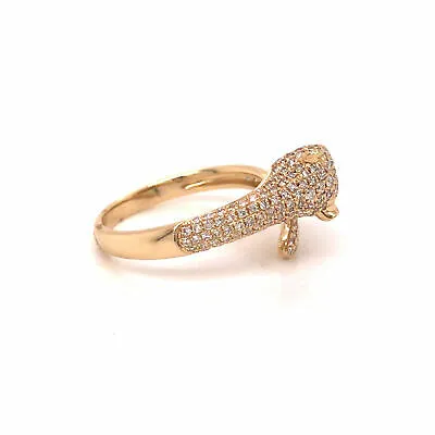 14K Diamond and Emerald Jaguar Ring Yellow Gold