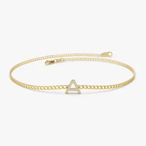 14k Diamond Initial Curb Bracelet