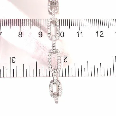 14K Diamond Link Bangle Bracelet White Gold