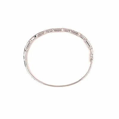 14K Diamond Link Bangle Bracelet White Gold