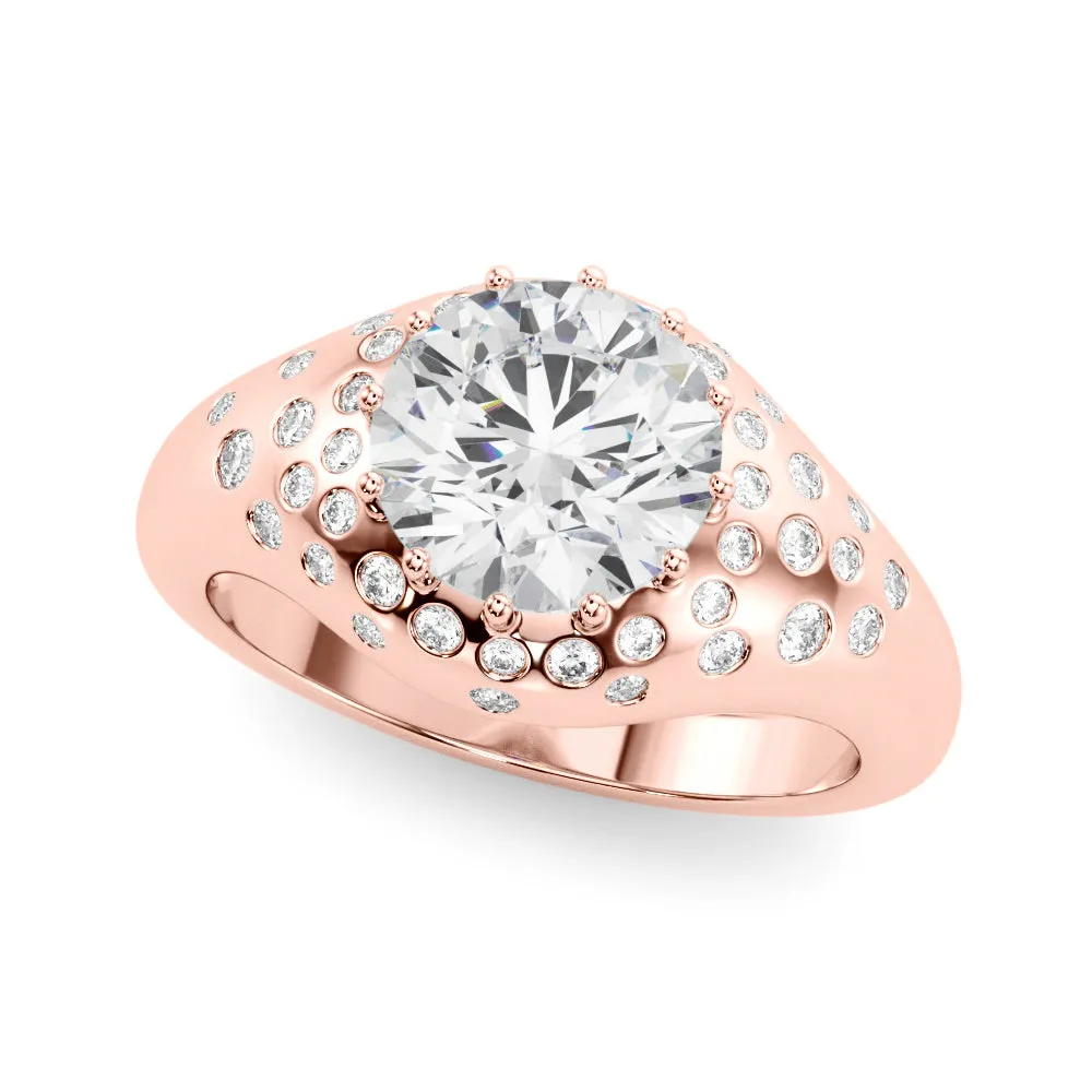 14K Dome Engagement Ring