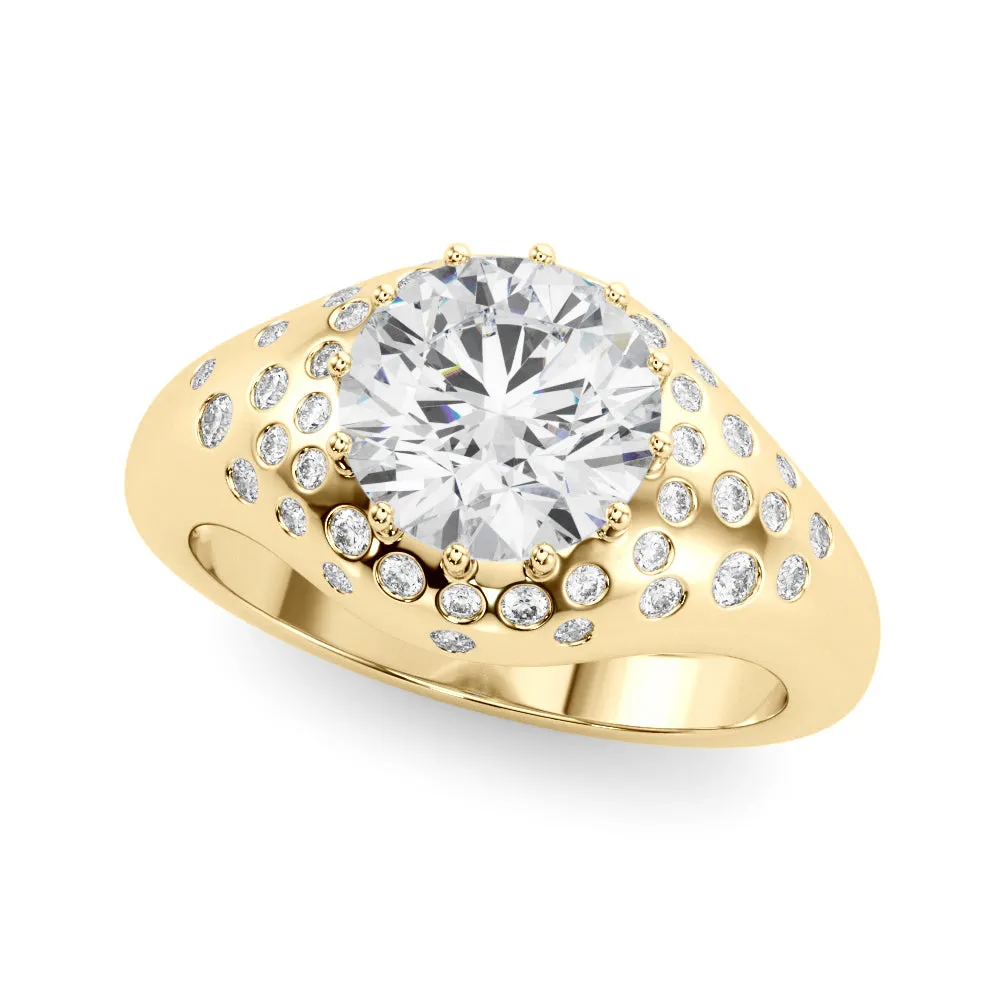 14K Dome Engagement Ring
